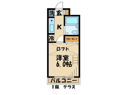レジデンス拾弐番館(1K/1階)の間取り写真