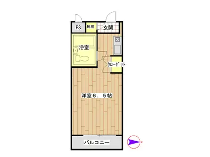 細川マンション(ワンルーム/2階)の間取り写真