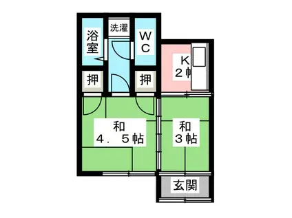 弥生荘(2K/1階)の間取り写真