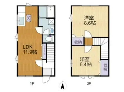 フィオーレ王子(2LDK/1階)の間取り写真