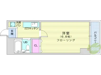 コーポ砂押南(1K/4階)の間取り写真