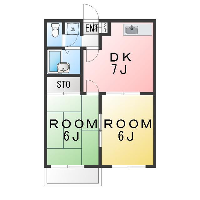 コンフォルト23(2DK/2階)の間取り写真