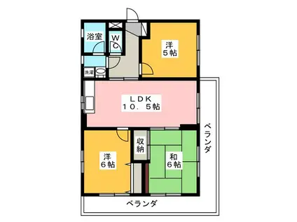 フラット三輪(3LDK/1階)の間取り写真