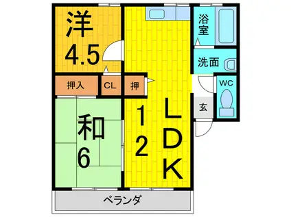 レジデンス明神(2LDK/1階)の間取り写真