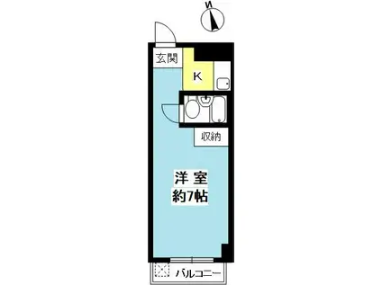 メゾン新神戸(ワンルーム/2階)の間取り写真