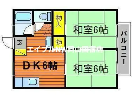ニューメゾン(2DK/2階)の間取り写真