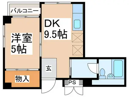 リライズ東大和(1DK/3階)の間取り写真