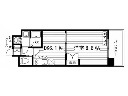 学生会館 フォレスタ川崎医大西(1DK/3階)の間取り写真
