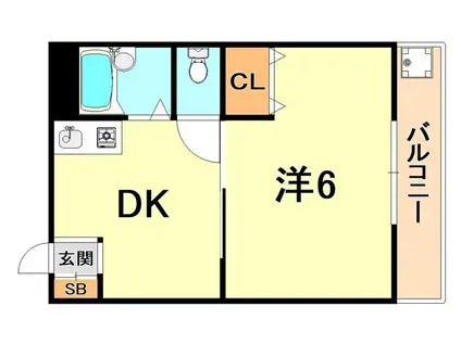 メゾン・ド・花木(1DK/5階)の間取り写真
