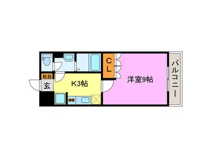 プランドール紫香楽(1K/2階)の間取り写真