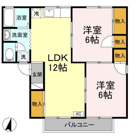 セジュールKEI C棟(2LDK/1階)の間取り写真