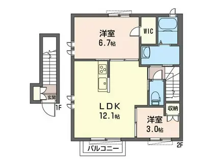 グリナージュ桜新町(2LDK/2階)の間取り写真