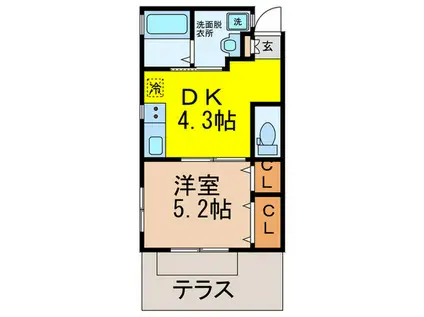 グランガーデン新神戸(1DK/1階)の間取り写真