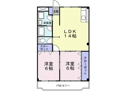 栄和コーポ(2LDK/1階)の間取り写真