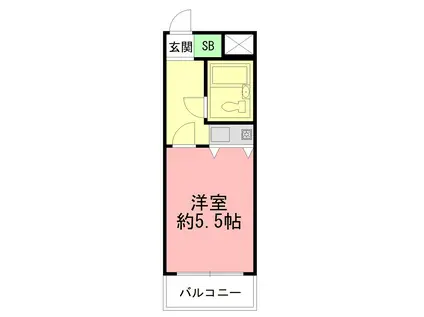 クリオ平塚七番館(ワンルーム/5階)の間取り写真