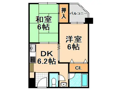 さらきマンション(2DK/2階)の間取り写真