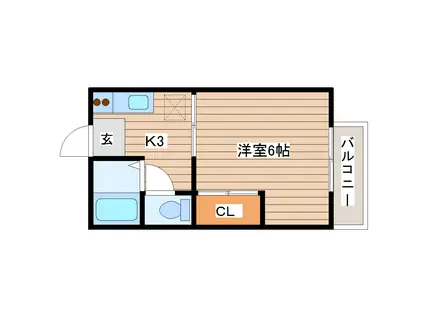 サニー羽黒台(1K/2階)の間取り写真