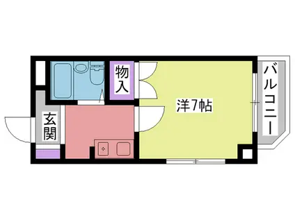 夙川ル・カンフリエ(1K/2階)の間取り写真