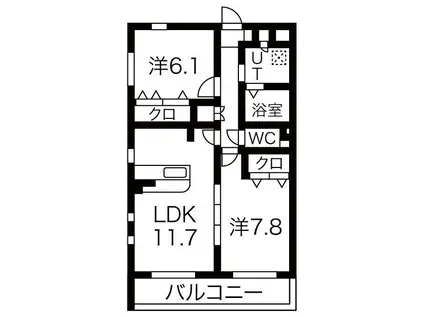 プリミエールさくら(2LDK/4階)の間取り写真