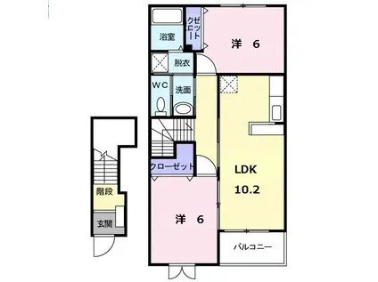 アンダンテA(2LDK/2階)の間取り写真