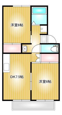 プレジール純(2DK/2階)の間取り写真