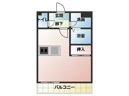 柿の木坂(ワンルーム/3階)の間取り写真