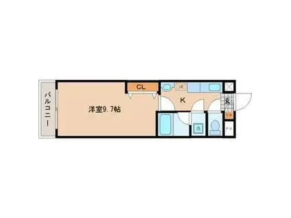 パークヒルズ上ノ台(1K/4階)の間取り写真