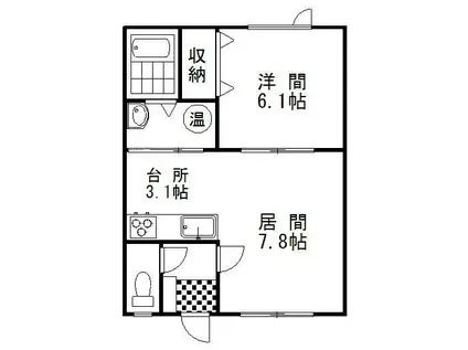 BUONOVITA(1LDK/2階)の間取り写真