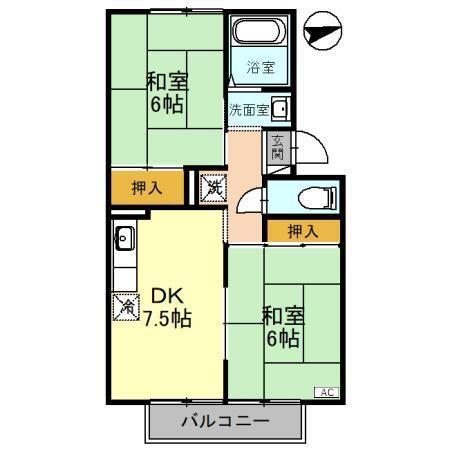 コート・ファミール(2DK/2階)の間取り写真