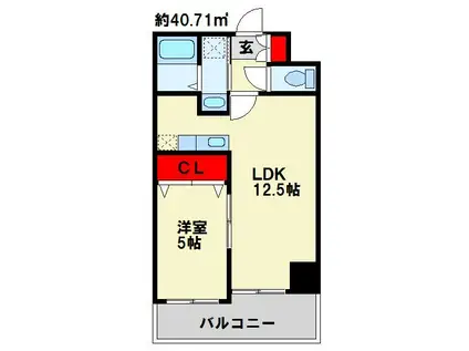 THE SQUARE・SUITE RESIDENCE(1LDK/4階)の間取り写真