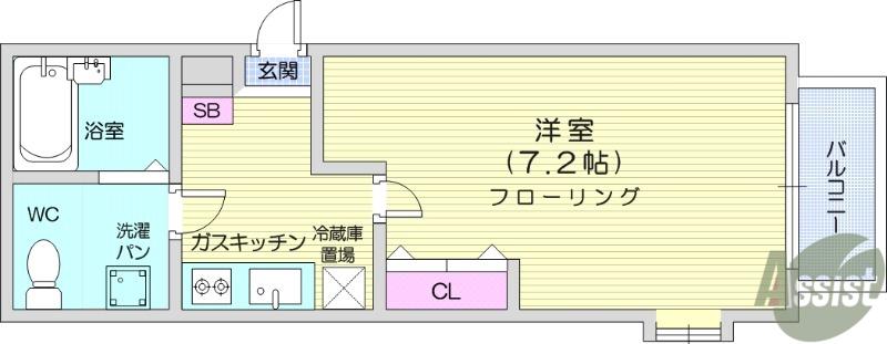 コーポマリーナ(1K/2階)の間取り写真