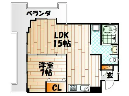 第2IMビル(1LDK/6階)の間取り写真
