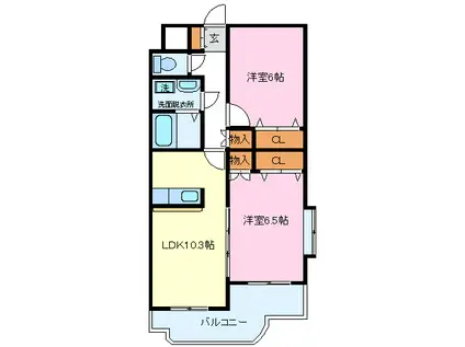 グランドゥール(2LDK/1階)の間取り写真