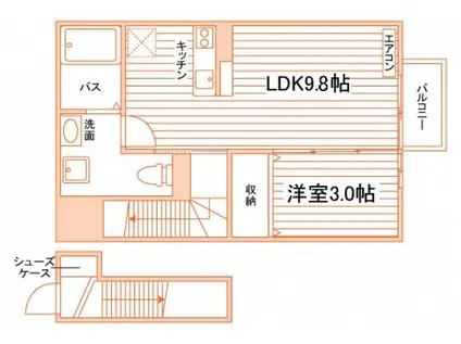 セジュールレーヌ(1LDK/2階)の間取り写真