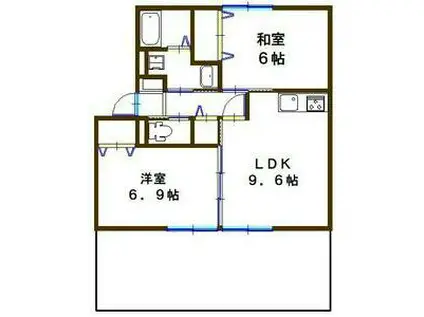 JAボナール上の丸(2LDK/1階)の間取り写真
