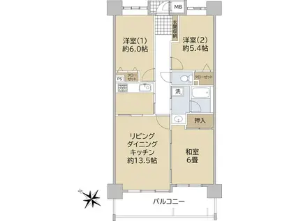 西宮マリナパークシティ海のまち 1番館(3LDK/5階)の間取り写真