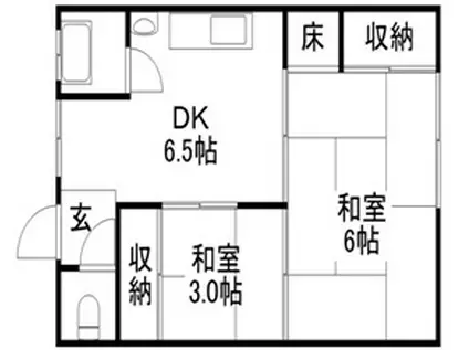 ビエノス岡(2DK/2階)の間取り写真