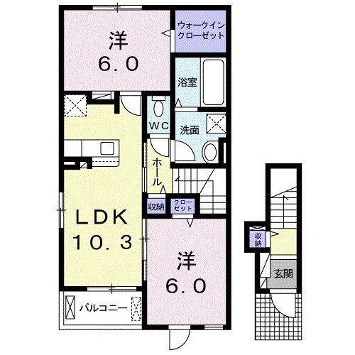 グラン山本I(2LDK/2階)の間取り写真