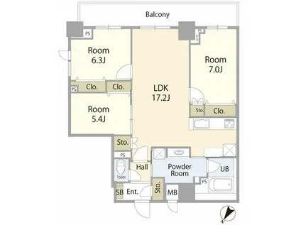 TUNAMAYO RESIDENCE(3LDK/8階)の間取り写真