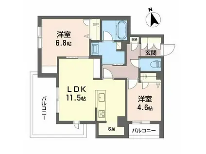 ABELIA(2LDK/3階)の間取り写真