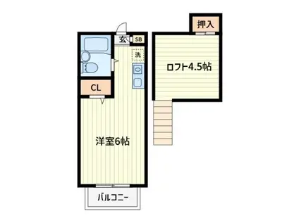 ハートインアスカ(ワンルーム/1階)の間取り写真