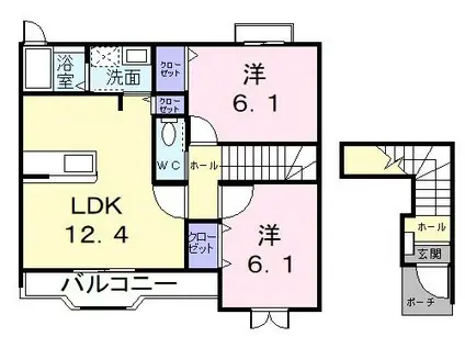 モンテ・パレス(2LDK/2階)の間取り写真
