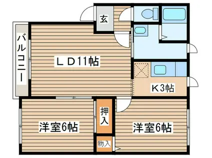 クレイハイツ弐(2LDK/2階)の間取り写真