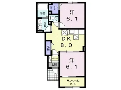 イン フィニティ II(2DK/1階)の間取り写真