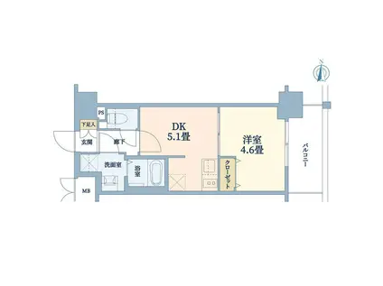 プレサンス THE KYOTO 澄華(1DK/4階)の間取り写真