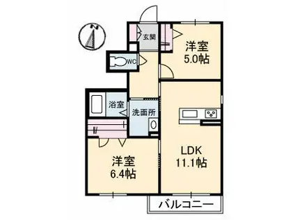 シャーメゾン白金(2LDK/1階)の間取り写真