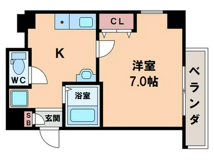 プレアデス桃谷(1K/6階)の間取り写真