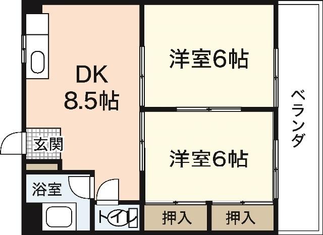 中広マンション正荘(2DK/2階)の間取り写真