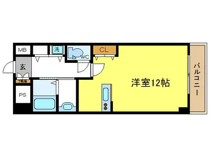 ドムスIV(ワンルーム/6階)の間取り写真