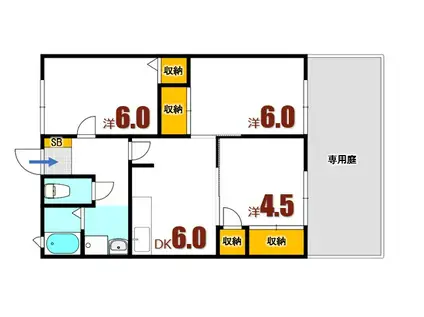 セルティア洋光 A棟(3DK/1階)の間取り写真